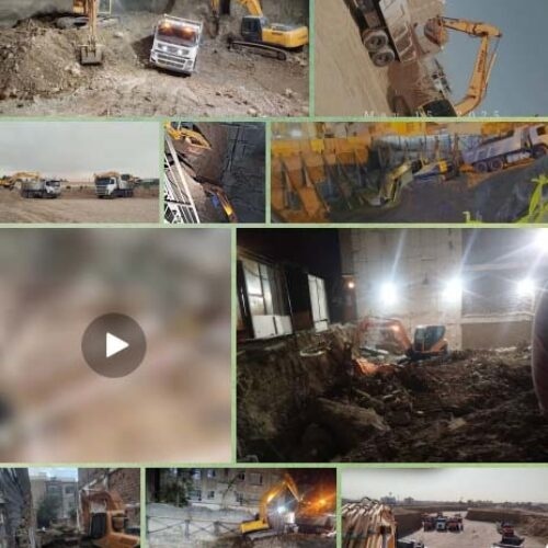 خاکبرداری و گودبرداری توسط کامیون و بیل مکانیکی